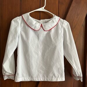 White Dress Shirt with Peter An Collard & Red Trim